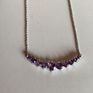 Silver 18” necklace with light purple stones NWOT